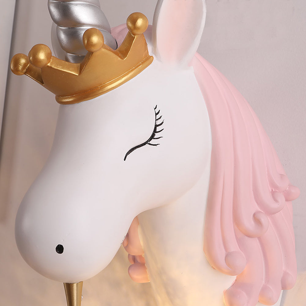 Arisha moderne kunstvæglampe med enhjørning/jordbær, pink/blå