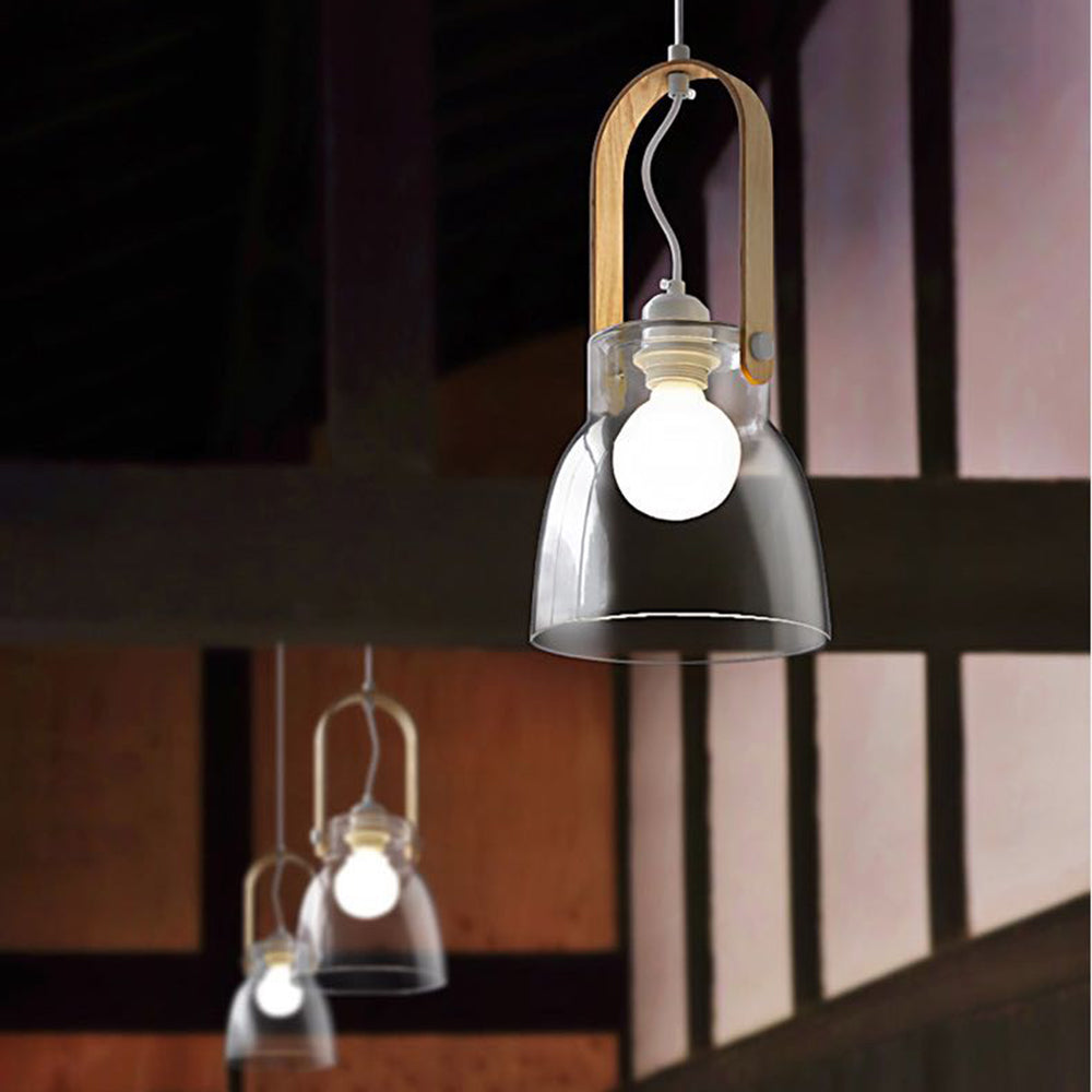 Valentina minimalistisk skålformad pendellampa i glas, klar