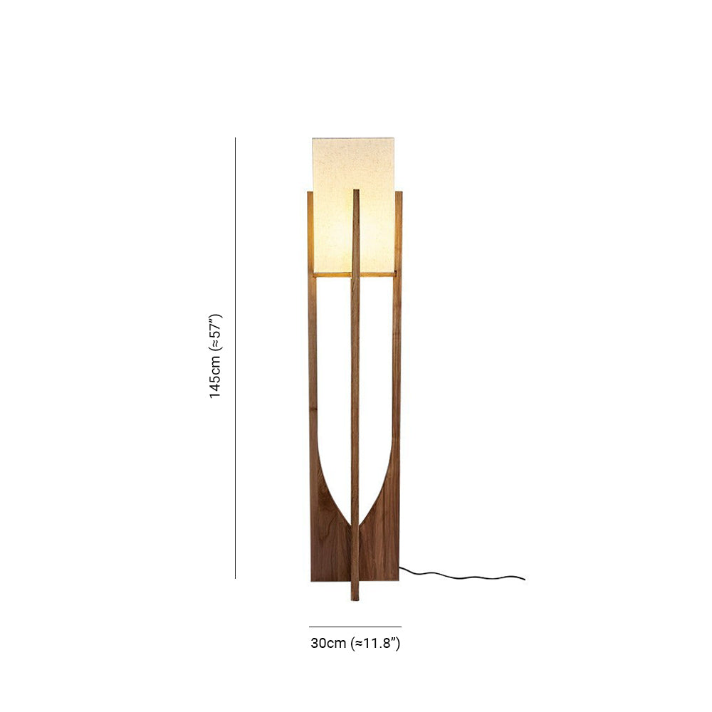 Ozawa naturlig rektangulär golvlampa i trä/tyg