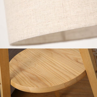 Ozawa Golvlampa Triangel Vintage, Trä/Tyg, Beige, Vardagsrum