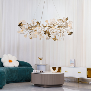 Olivia Modern Design LED Pendellampa Metall Guld Gingko Keramik Vardagsrum/Matsal/Sovrum