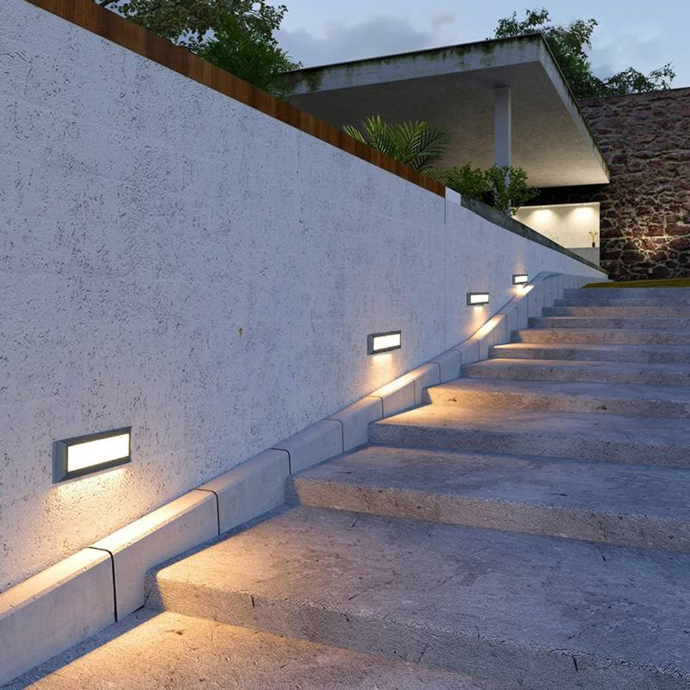 Ray Modern Metal Rectangular Outdoor Deck/Step Light, Black