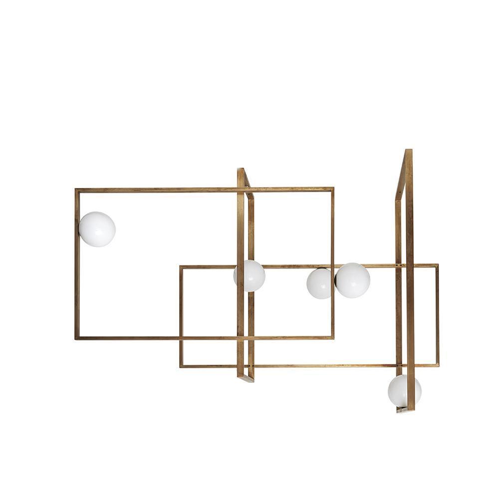 Veliiel moderne geometrisk Mondrian-lysekrone i glas og messing