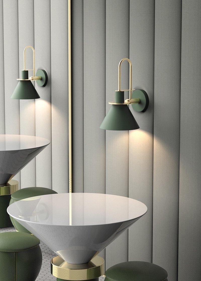 Solerine minimalistisk vägglampa i svart och guld