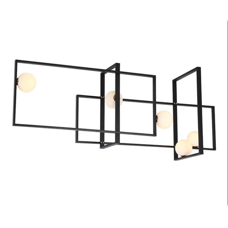 Veliiel moderne geometrisk Mondrian-lysekrone i glas og messing