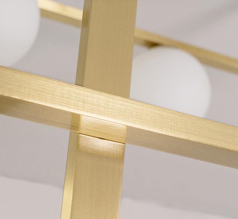 Veliiel moderne geometrisk Mondrian-lysekrone i glas og messing