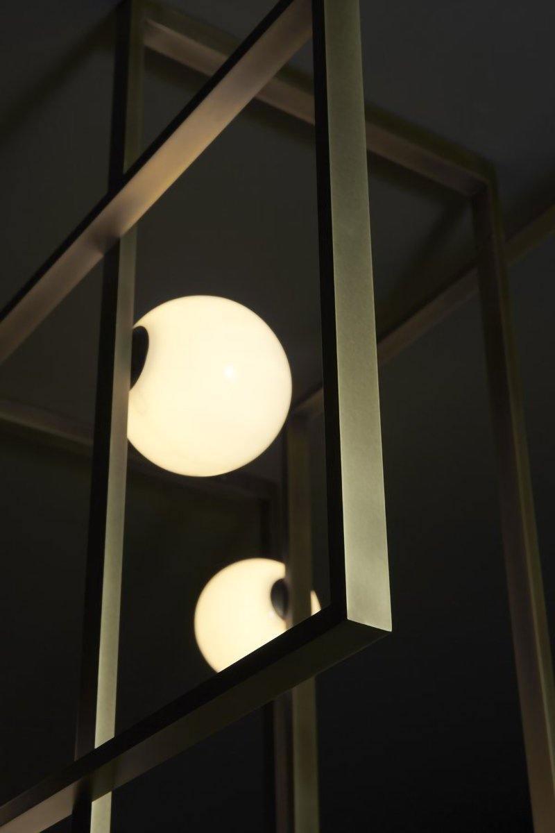 Veliiel moderne geometrisk Mondrian-lysekrone i glas og messing