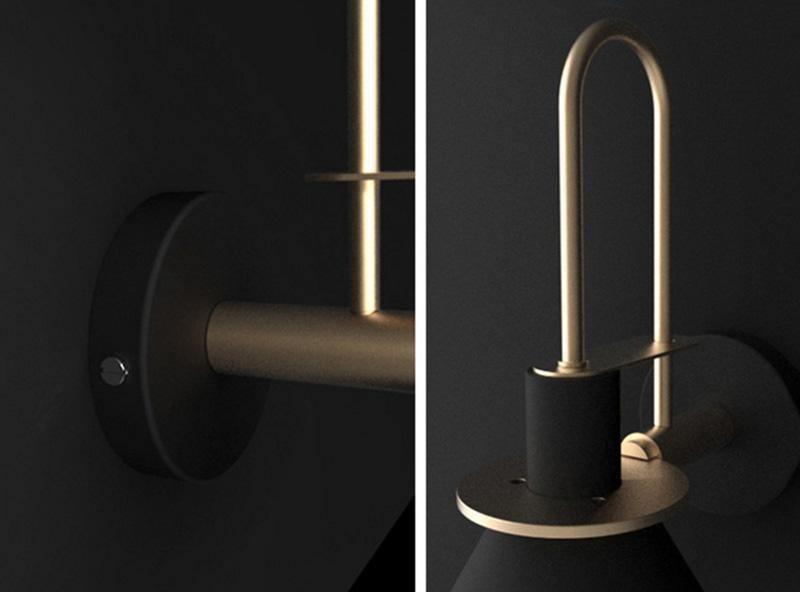 Solerine minimalistisk vägglampa i svart och guld
