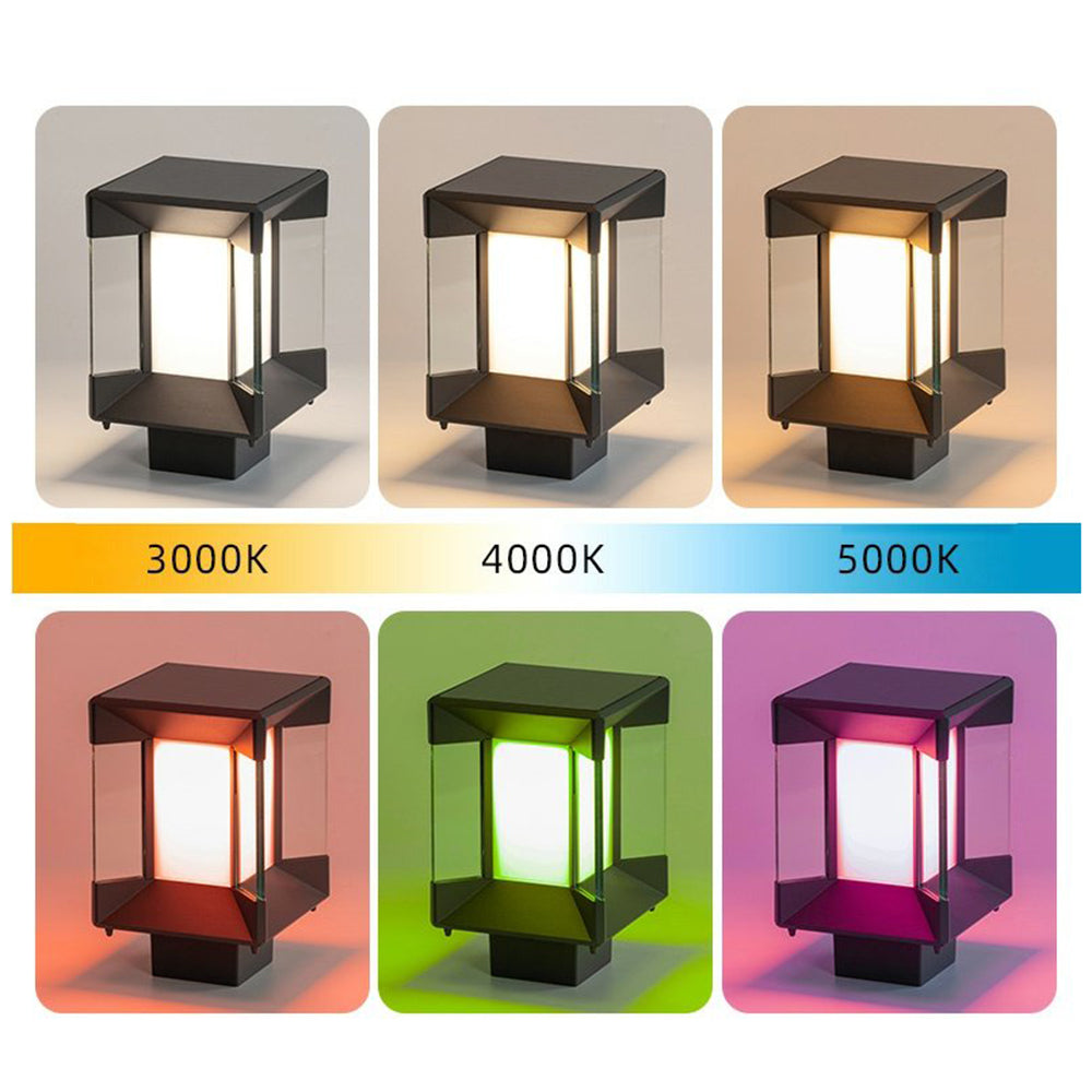 Ray moderne rektangulær udendørs lampe i metal og glas, sort/sort-guld
