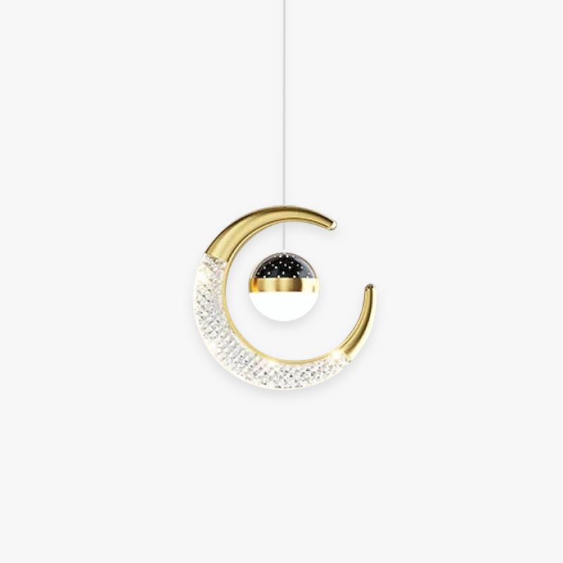 Arisha nútímalegur LED-hengilampi, stjörnubjartur, svartur/gylltur