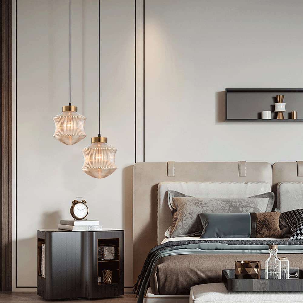 Valentina moderne LED-pendellampe i røggråt glas, soveværelse
