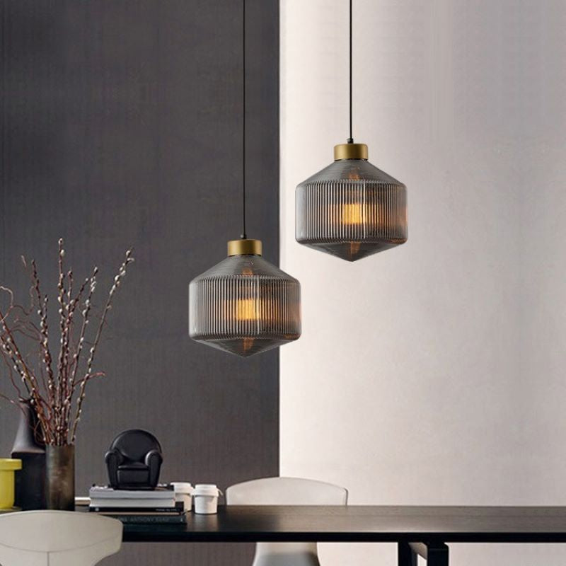 Valentina moderne LED-pendellampe i røggråt glas, soveværelse