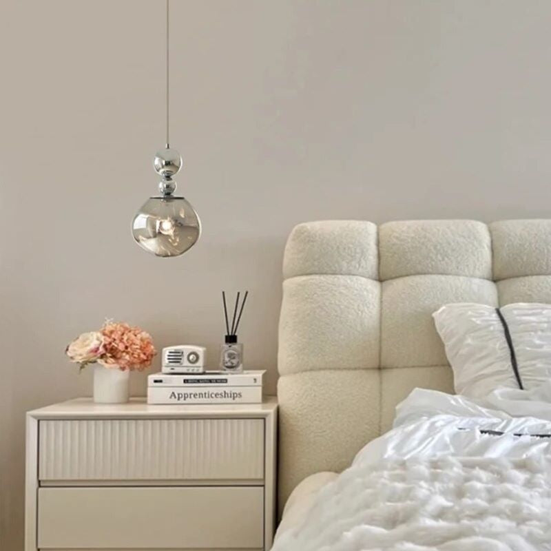 Valentina retro LED-pendellampe i forkromet metal, soveværelse