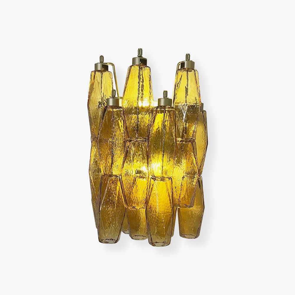 Candeeiro de parede Liorenette de brilho quente Murano, com vidro âmbar em losango geométrico