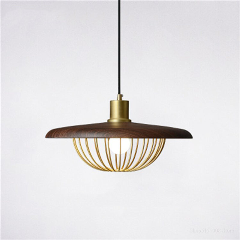Arisha modern nordisk kupolpendellampa, guld/brun/grå/brun/trä