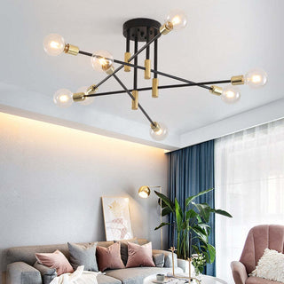 Valentina Retro Taklampa i Metall med Satellitform, Svart/Guld