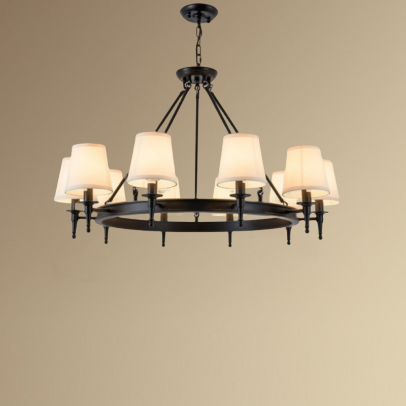 Silva vintage Ring Metal/Fabric Chandelier, Black/Copper