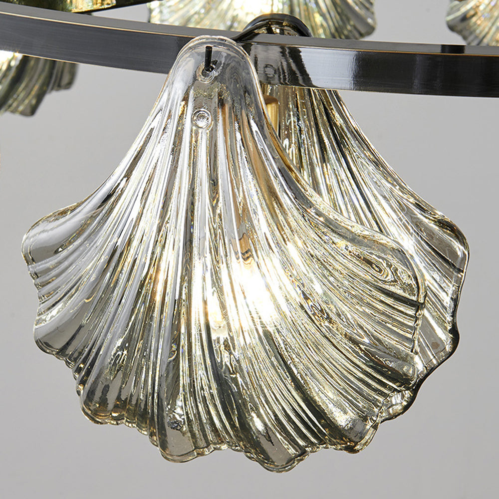 Kristy moderne ringformet pendellampe i metal og glas, sort/guld