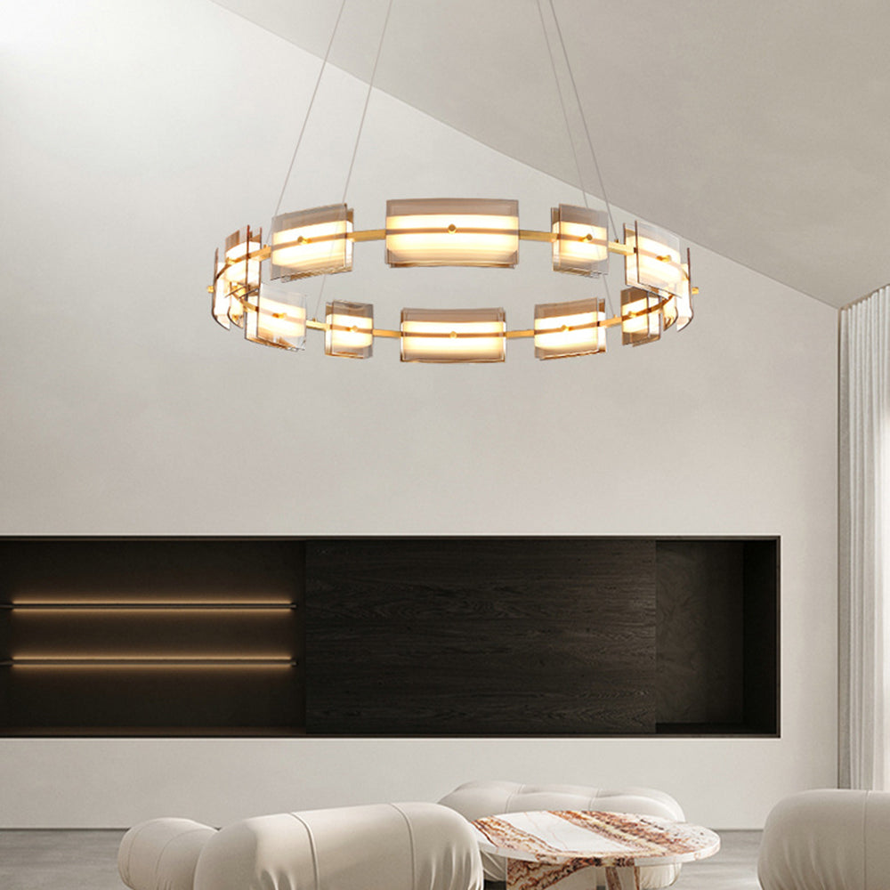 Arisha minimalistisk ringformad pendellampa i metall, svart/guld