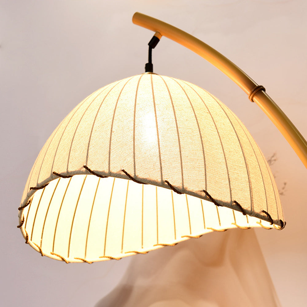 Muto Vintage Bamboo Shape Metal/Fabric Floor Lamp, White