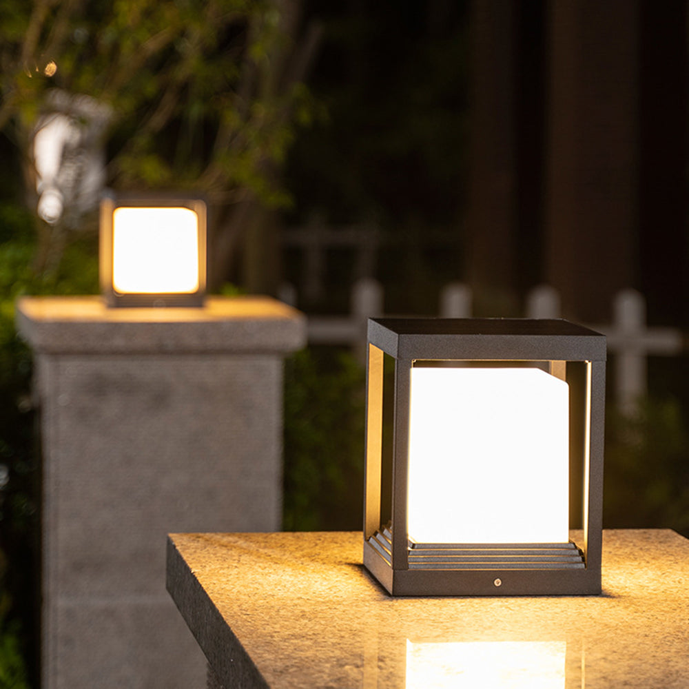 Ray Modern Rectangular Metal Outdoor Lamps, Black