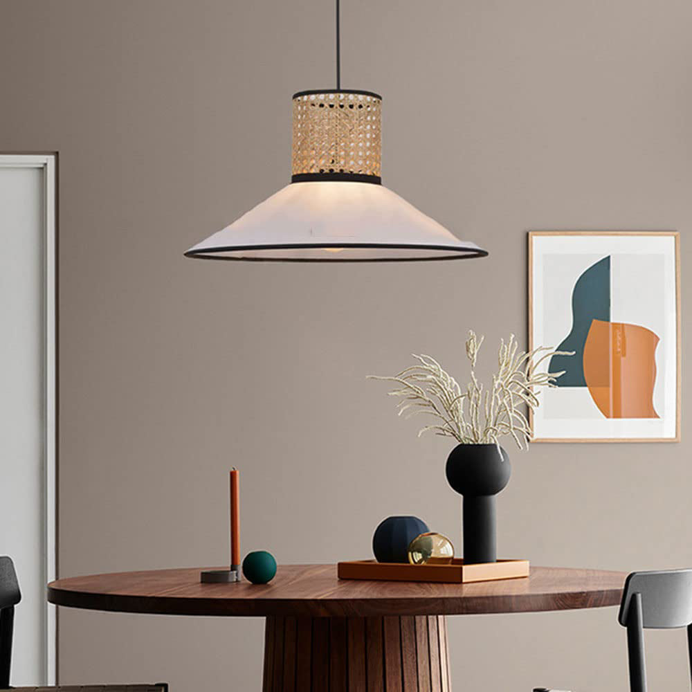 Ritta Modern Rattan/FabricPendant Light, White
