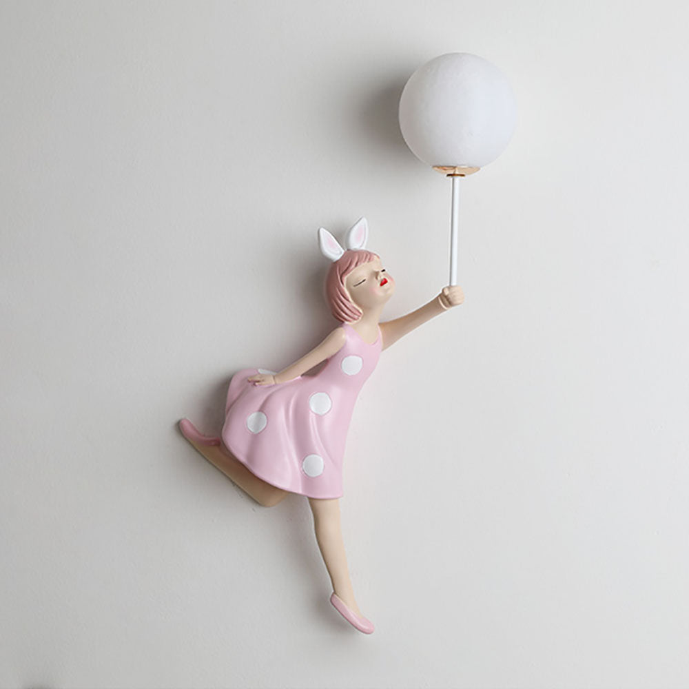 Arisha modern vägglampa i ballong-/flickform, rosa