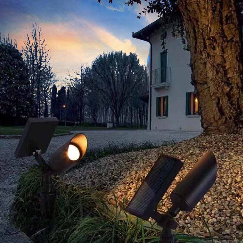 Ray moderni pyöreä lasi-/metallinen aurinkoenergialla toimiva maavalaisin kohdevalaisimella