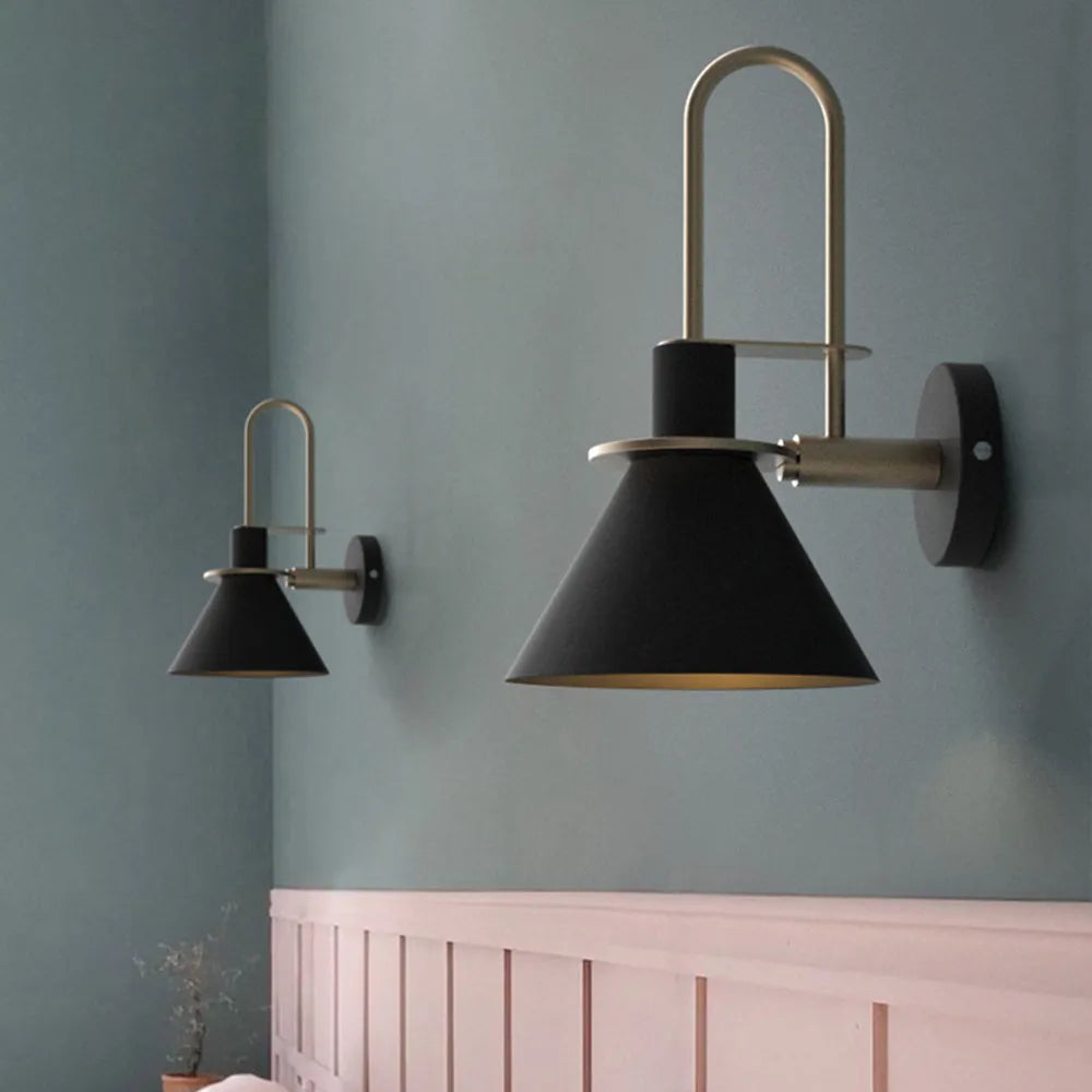 Valentina vintage metalvæglampe med hornform, stue/soveværelse/badeværelse