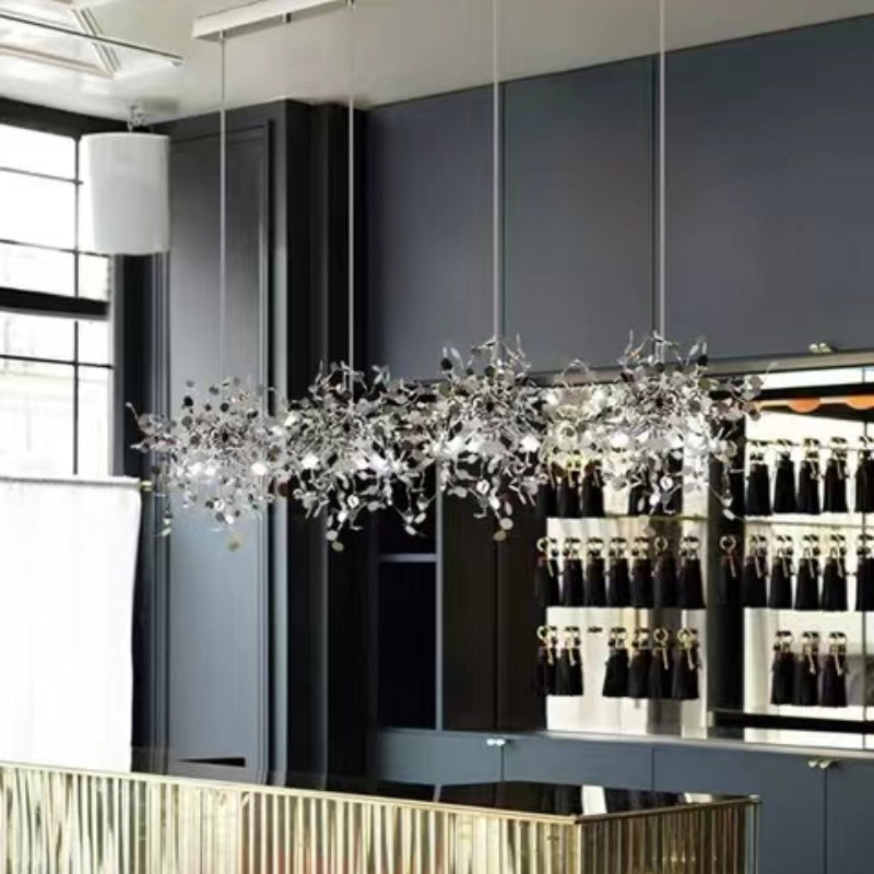 Olivia konstnärlig elegant klusterpendellampa med fyrverkeridesign, rostfritt stål