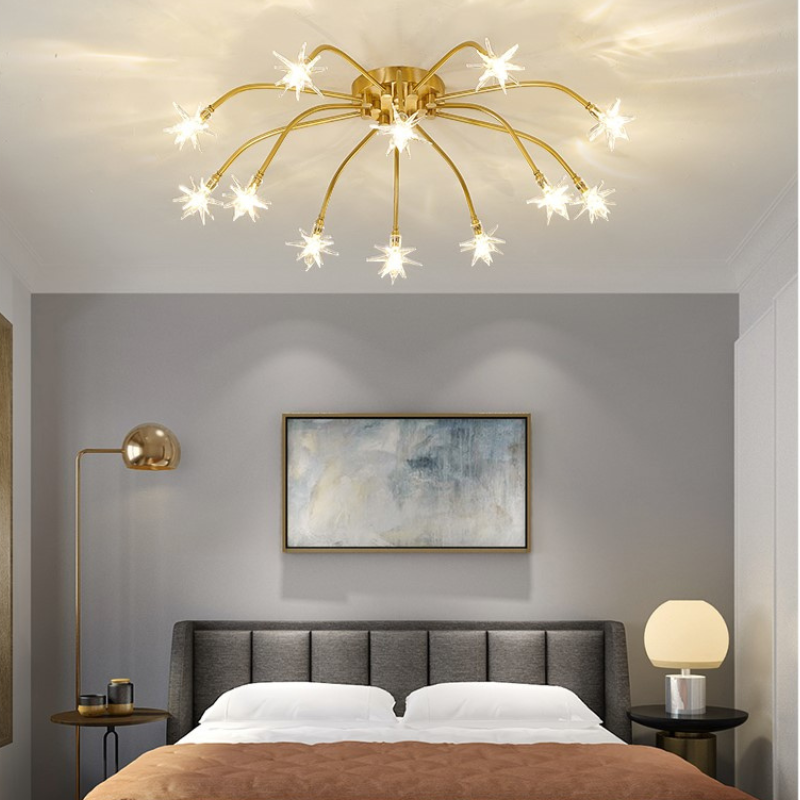 Arisha art deco-ljósmálmloftlampi með stjörnubjarma