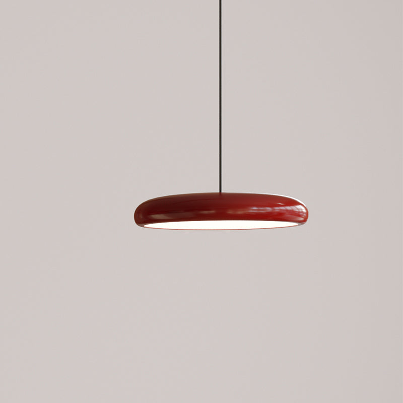 Aria modern minimalistisk pendellampa i röd, svart och silverfärgad metall – sovrum