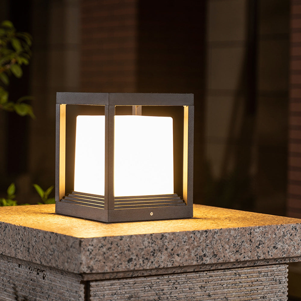 Ray Modern Rectangular Metal Outdoor Lamps, Black
