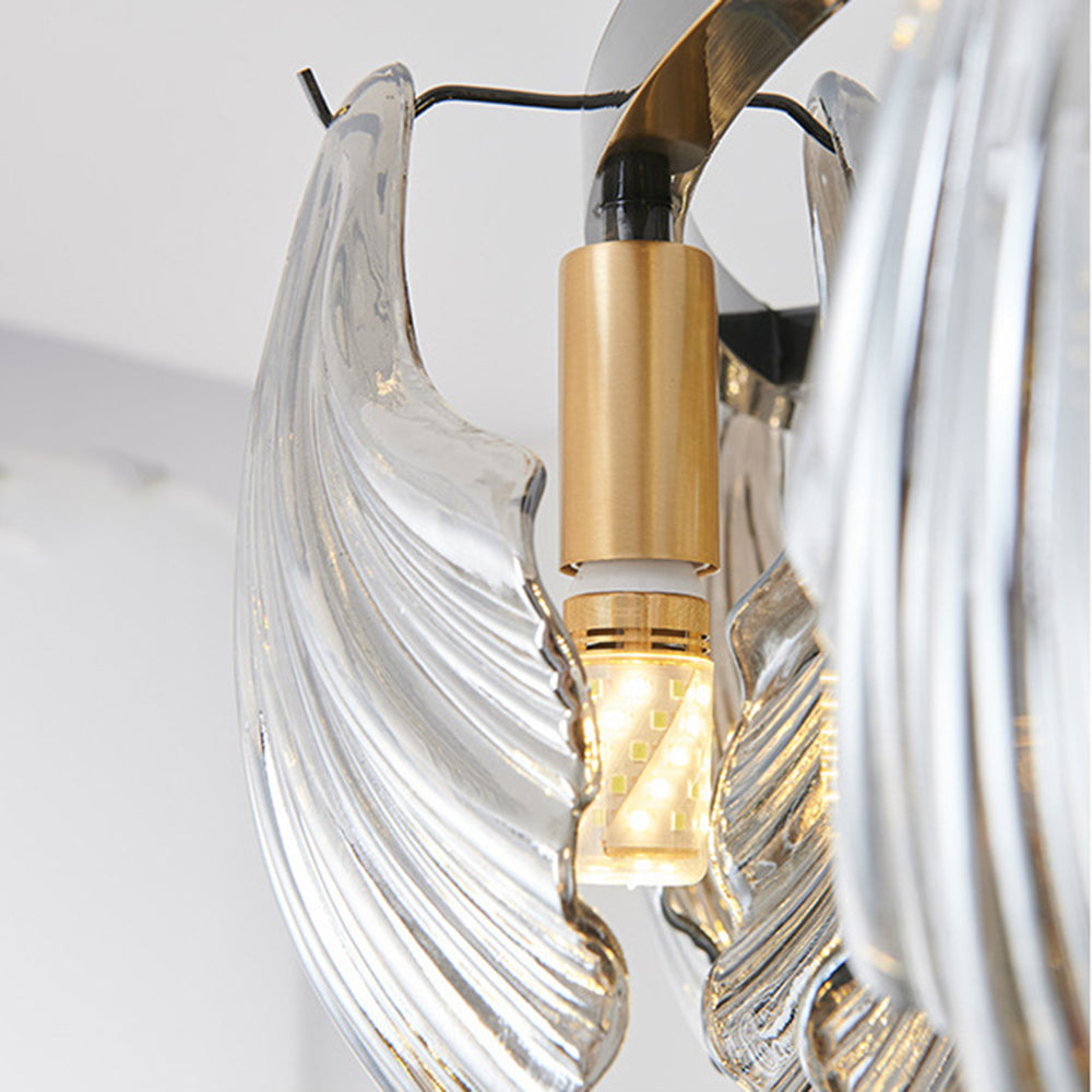 Kristy moderne ringformet pendellampe i metal og glas, sort/guld