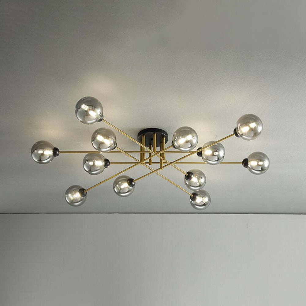 Valentina industriell LED-takkrona med glasglob, 6 stilar