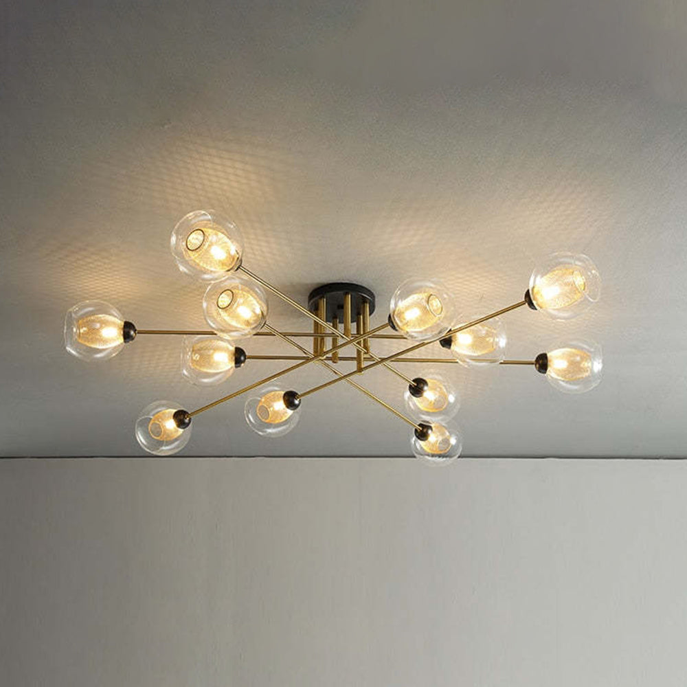 Valentina industriell LED-takkrona med glasglob, 6 stilar