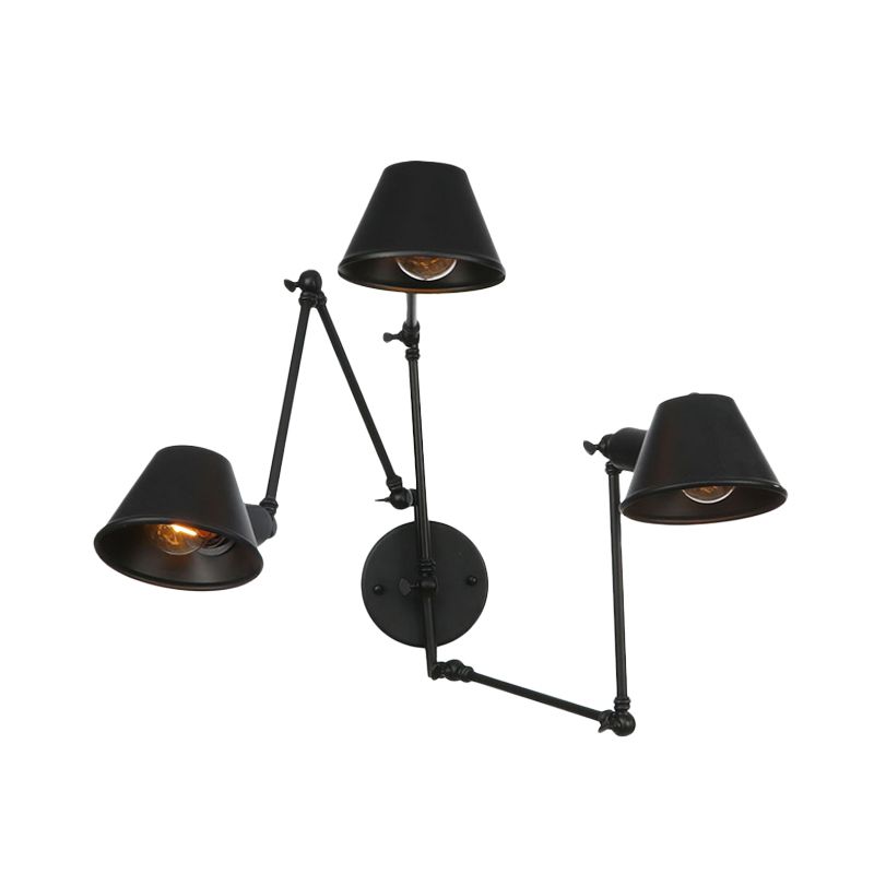 Epoch vintage justerbar vägglampa i metall, svart/rost, sovrum