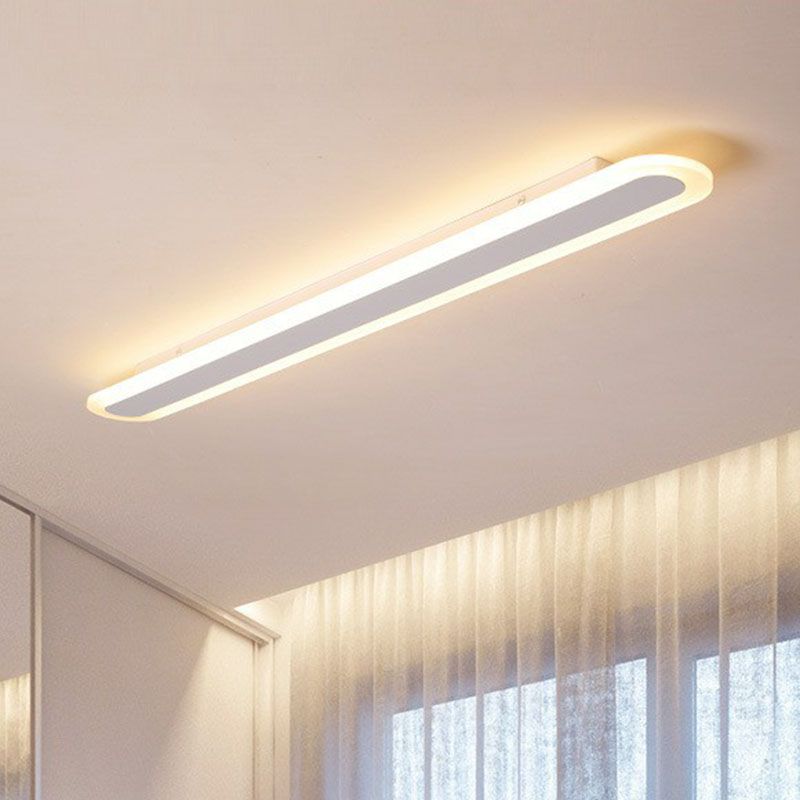 Arisha minimalistisk oval linjär taklampa för utanpåliggande montering, vit/kaffe