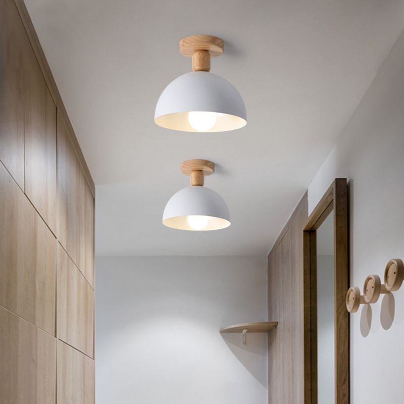 Muto Modern LED Wood Dome Ceiling Light