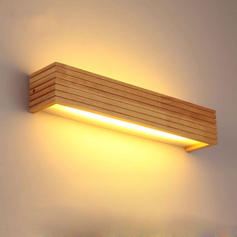 Muto modern LED-inomhusvägglampa i trä, sovrum