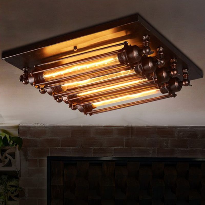Austin vintage rørformet loftslampe i metal til direkte montering, sort, stue