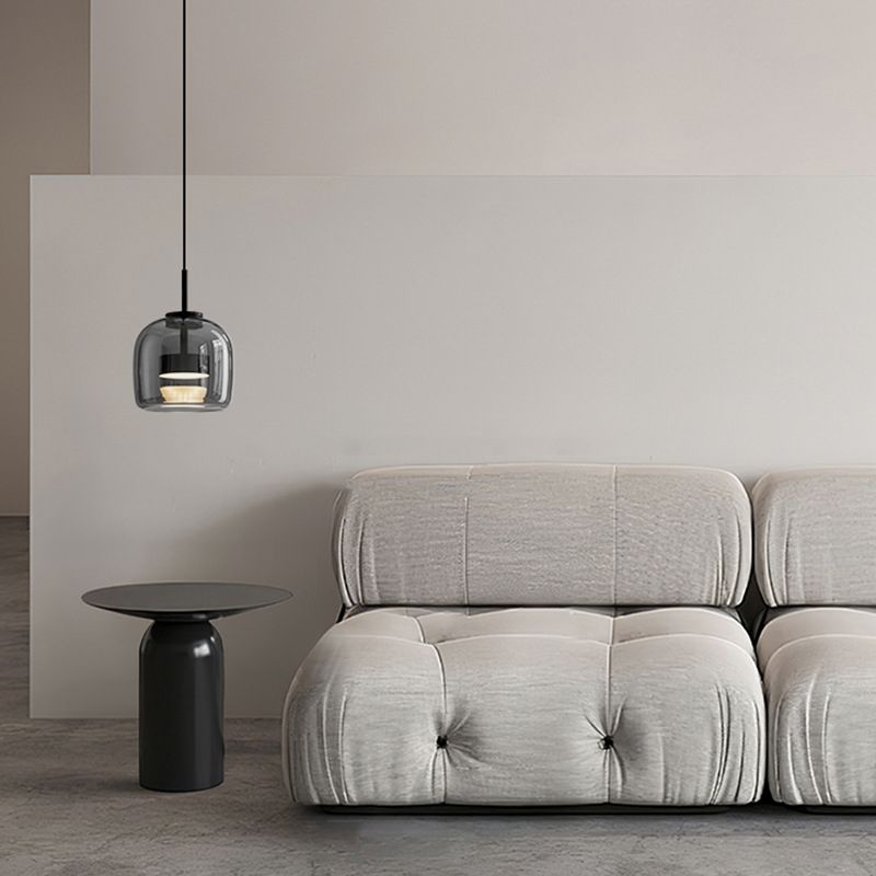 June Minimalist Pendant Light Glass Smoke Gray