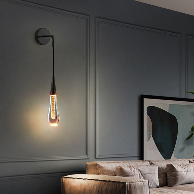Kristy Modern Water Drop Wall Lamp, Black/Gold