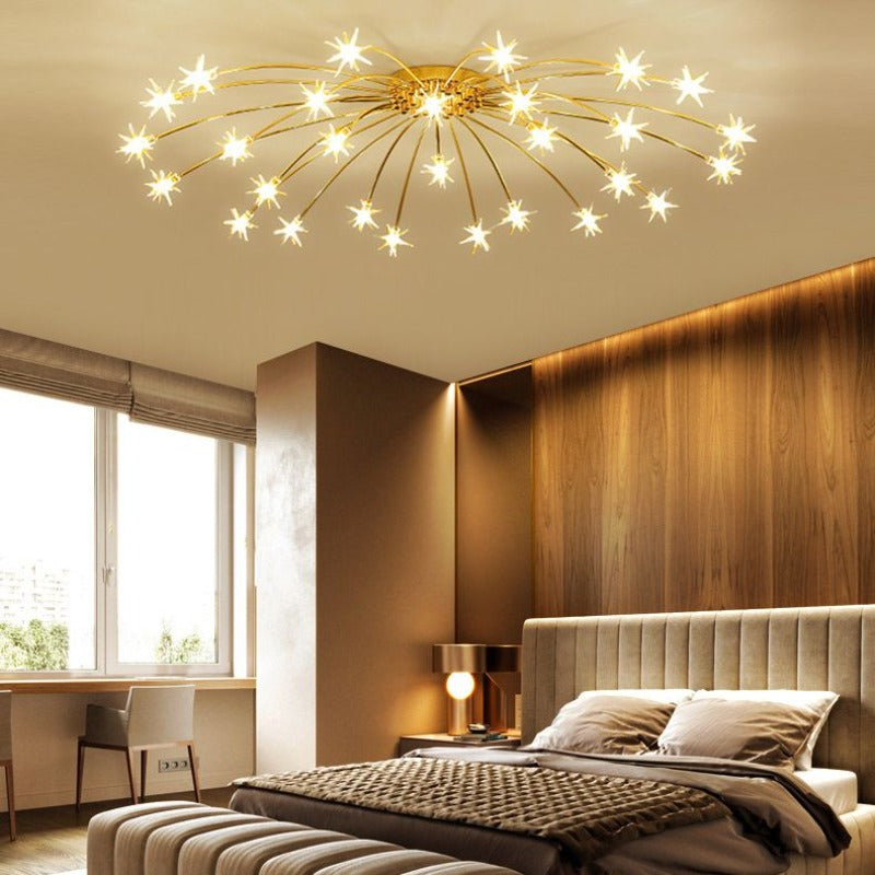 Arisha art deco-ljósmálmloftlampi með stjörnubjarma