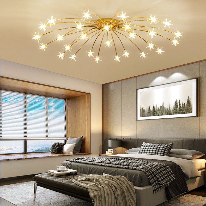 Arisha art deco-ljósmálmloftlampi með stjörnubjarma