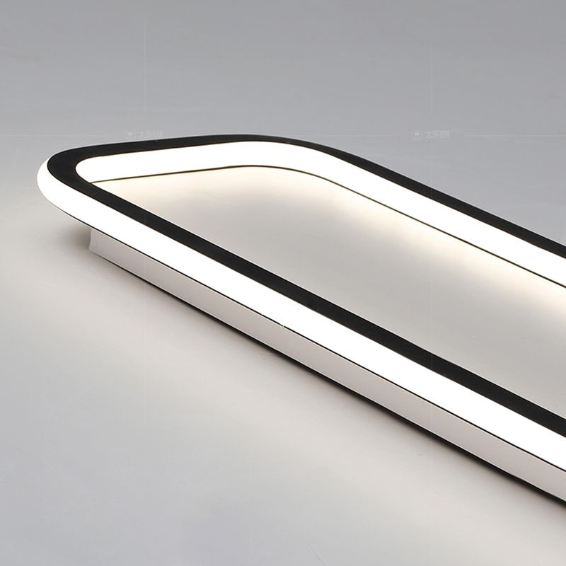 Arisha Minimalist Flush Mount Black Frame Rectangular Ceiling Light