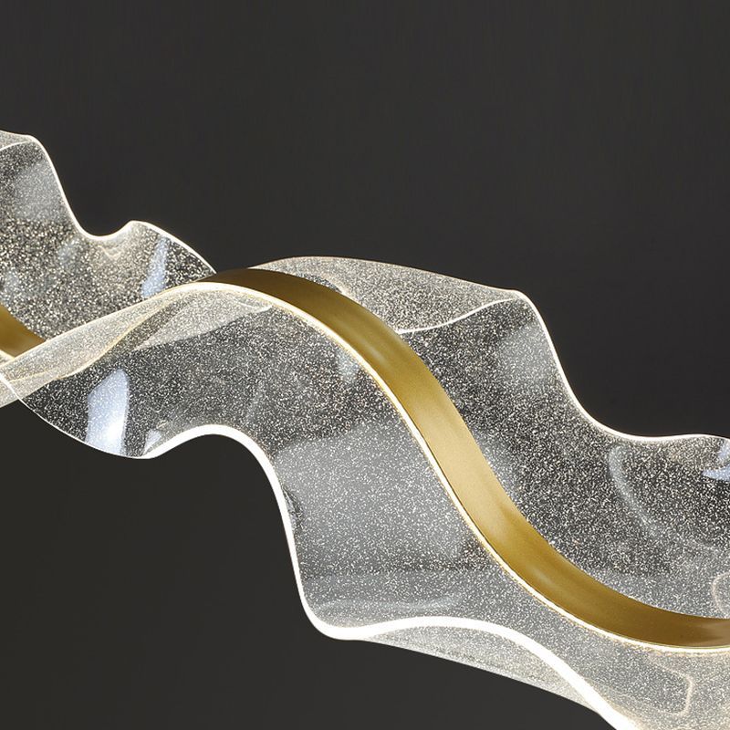 Kristy designer-pendellampe med bølgeform, hvid/guld, spisestue