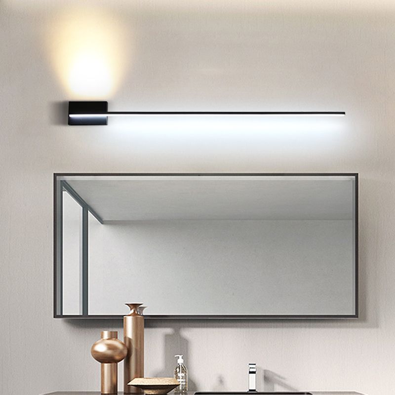 Arisha minimalistisk lineær metalvæglampe til makeup, sort, badeværelse