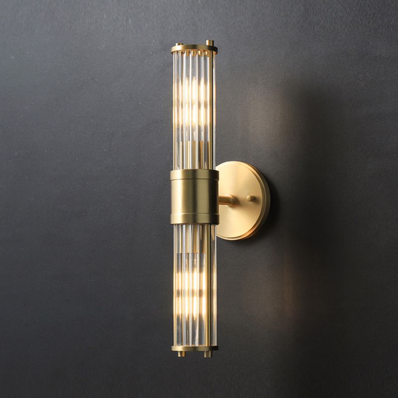 Kristy amerikansk cylindrisk elegant vägglampa med guldfärgat glas/metall