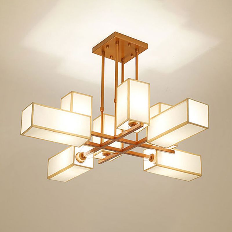 Arisha retro-firkantede pendellampe, metal/tekstil, sort/guld, stue